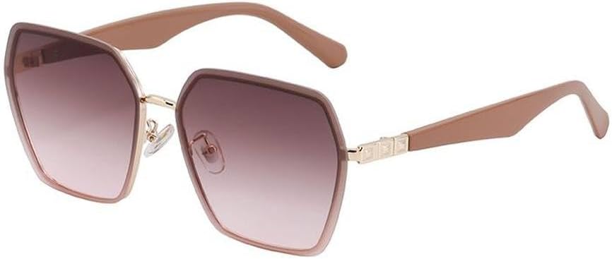 

Крупные безободковые многоугольные солнцезащитные очки для женщин, роскошные модные солнцезащитные очки неправильной формы для женщин, без оправы, защита от УФ-излучения UV400 generic, C5brownpink