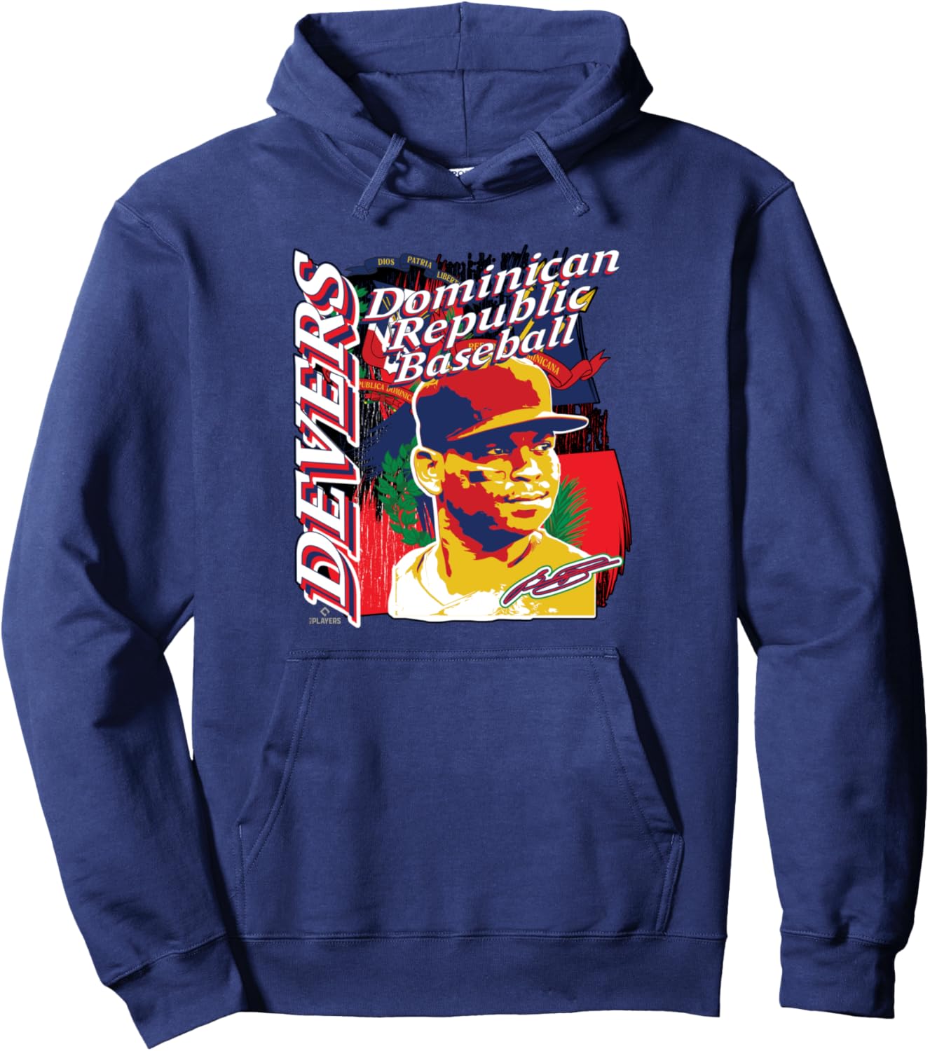 

Худи с изображением Рафаэля Деварса, игрока сборной Доминиканской Республики по бейсболу, синяя Ryno Sports