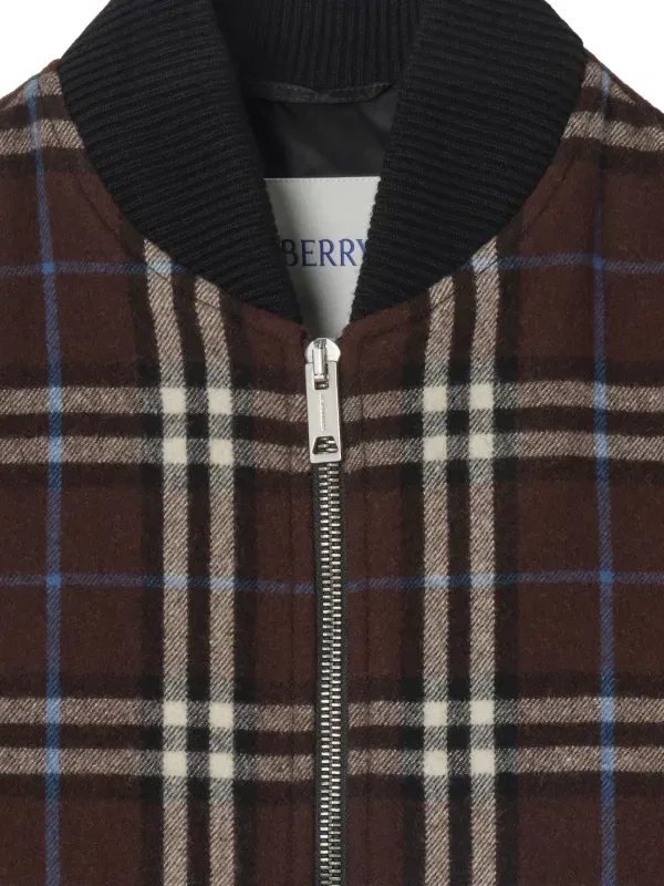 Куртка-бомбер Burberry Шерстяная в клетку, коричневый — фото 2