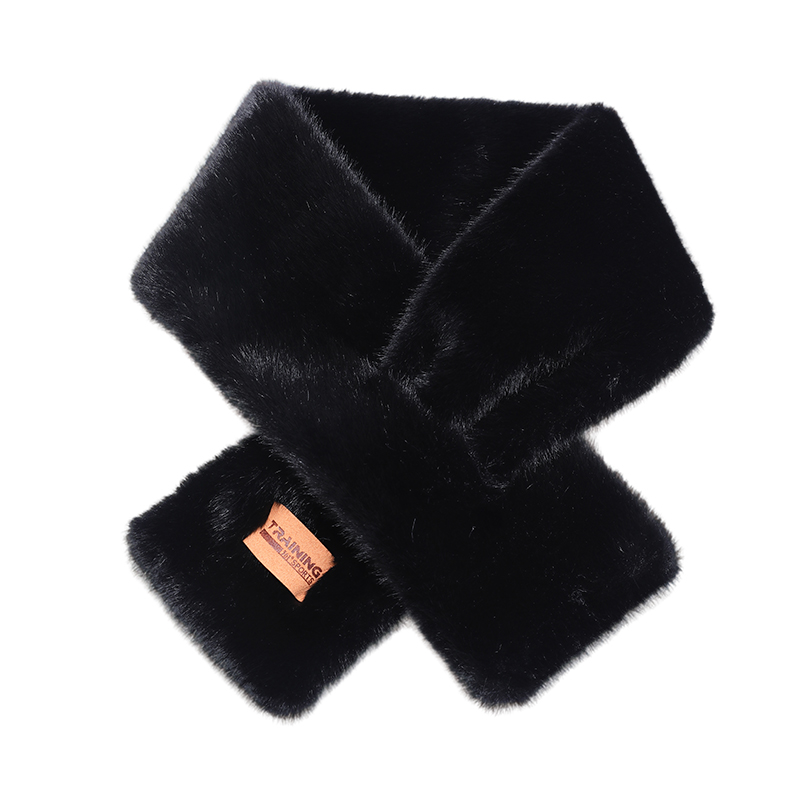 

Шарф из искусственного кроличьего меха, вязаный, унисекс 361°, черный[winter ambient-scarf]