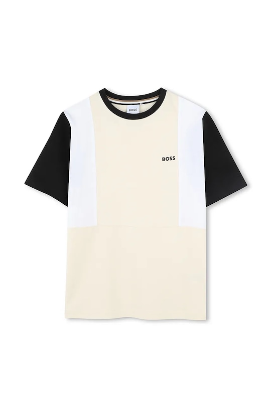 

Детская хлопковая футболка Boss, бежевый