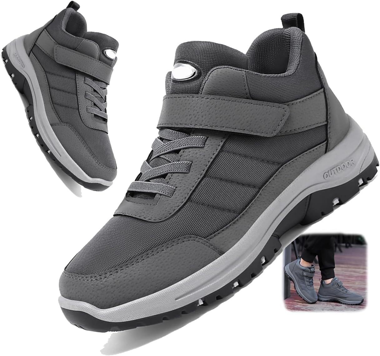 

Женские зимние снежные ботинки водонепроницаемые, с амортизирующей подошвой против скольжения, ортопедические, унисекс, теплые походные ортопедические ботинки Generic, серый