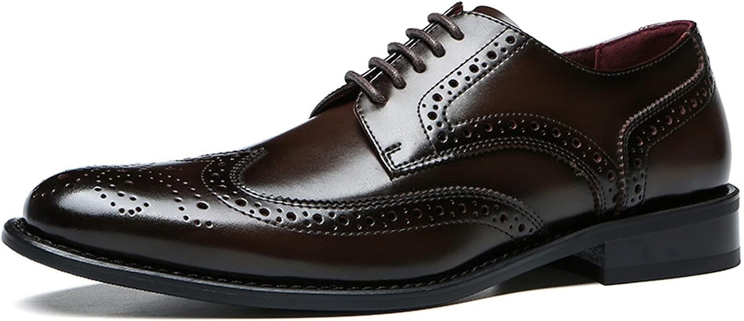 

Мужские классические туфли WKNBEU из кожи, формальные Oxfords, ретро Derby, коричневые - US9.5/UK8.5/EU42