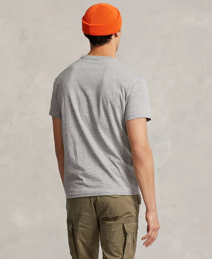Мужская классическая футболка с круглым вырезом и карманом Polo Ralph Lauren, серый — фото 4
