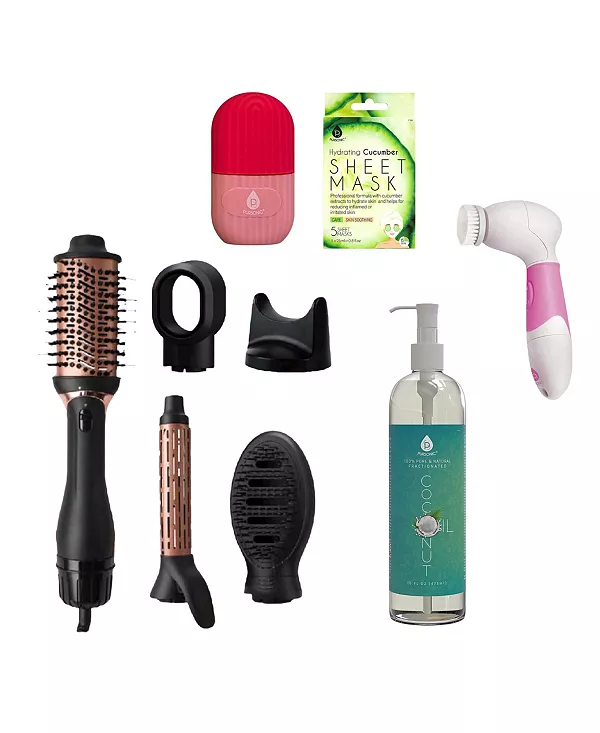 

Полный набор для ухода за собой — роликовый массажер для лица с кубиками льда, очищающая щетка, щетка-фен и многое другое! Pursonic, white