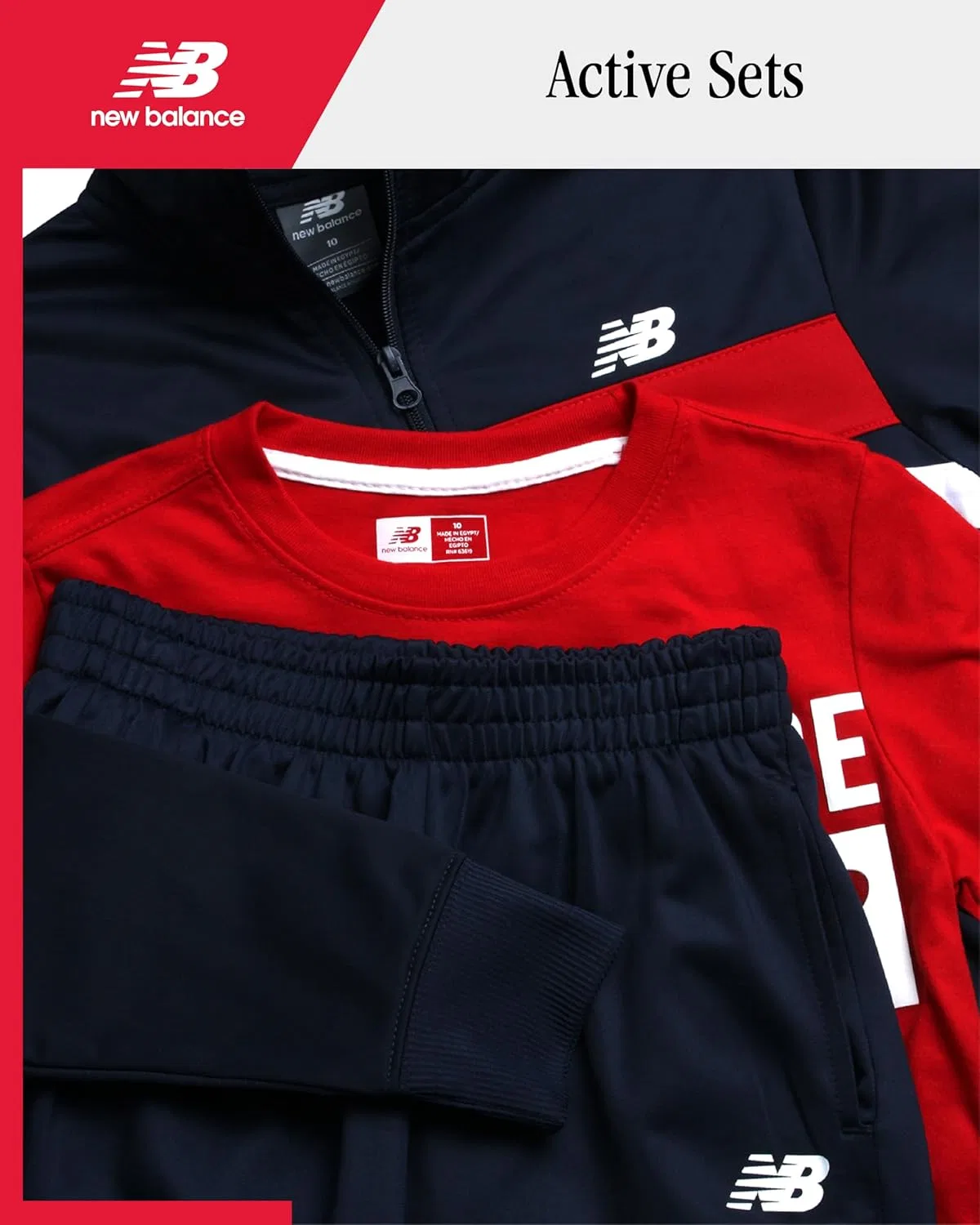Детский спортивный костюм New Balance, 3 предмета: футболка, куртка, джоггеры, Indigo — фото 2