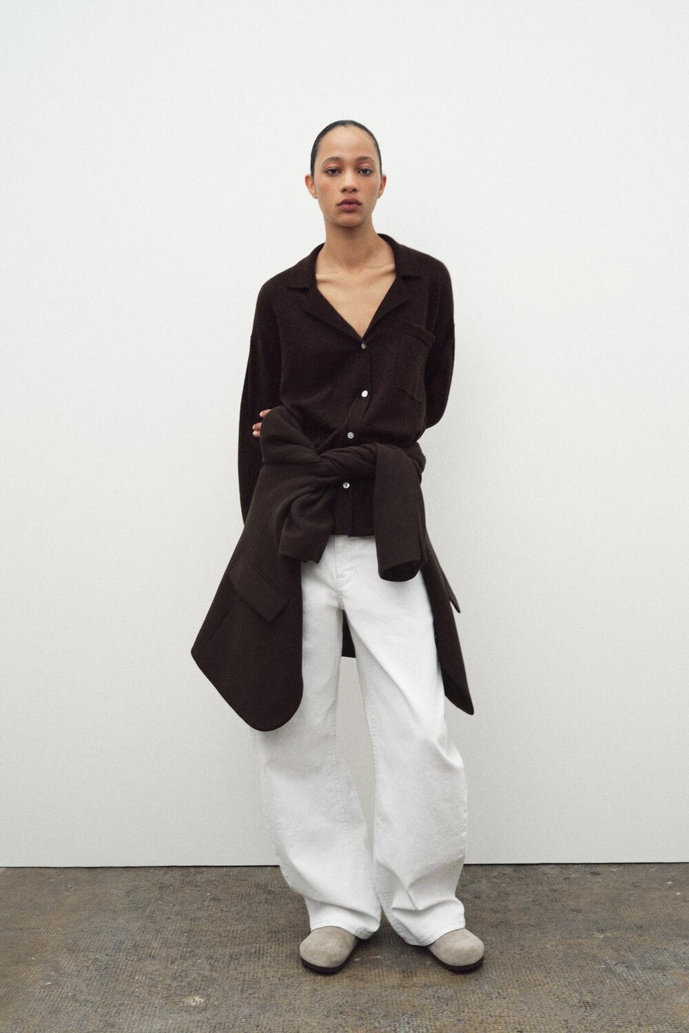 

100% шерсть, кардиган оверсайз ZARA, коричневый