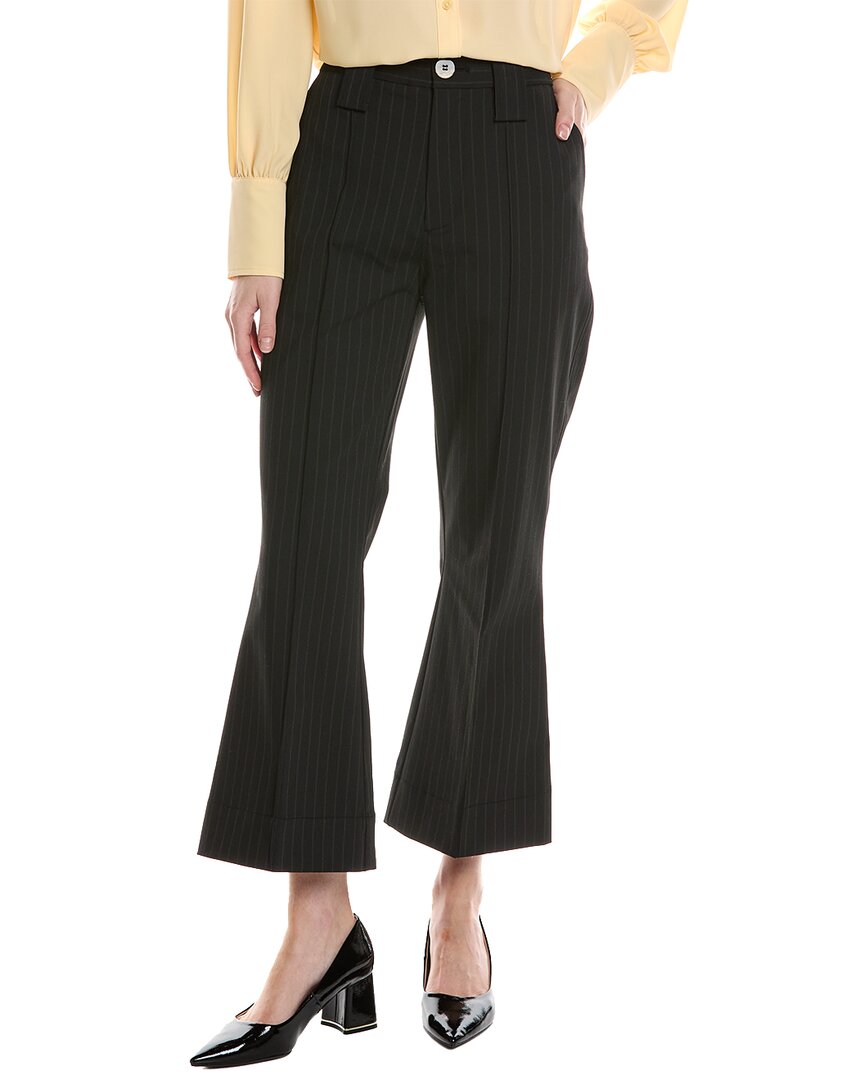 

Укороченные брюки GANNI Stretch Stripe Bootcut с высокой талией, черный
