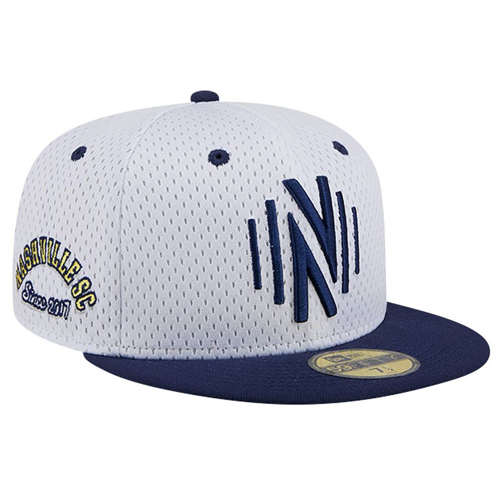 

Мужская серая облегающая шляпа New Era Nashville SC Throwback Mesh 59FIFTY, цвет Mls White