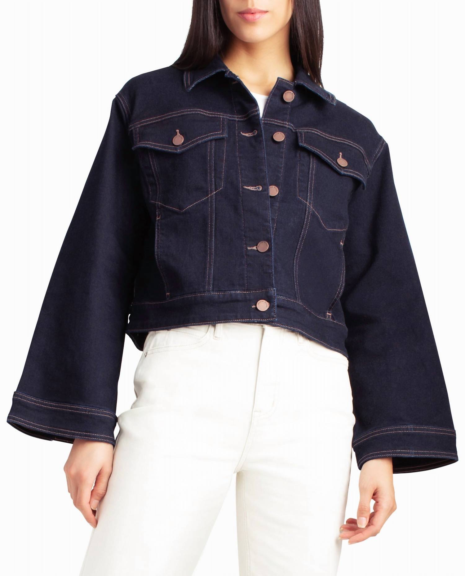 

Укороченная куртка Lenox Hill Bell Sleeve темно-синего цвета Nicole Miller