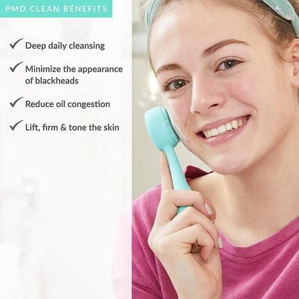 Умное устройство для чистки лица Pmd Clean с силиконовой щеткой и антивозрастным массажером бирюзового цвета, Pmd Beauty — фото 2