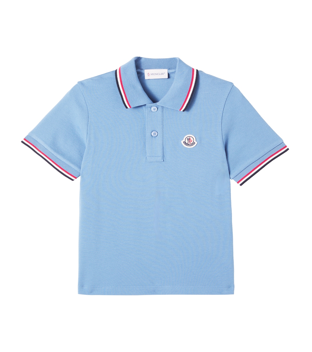 

Хлопковая поло с логотипом Moncler Enfant, светло-синий