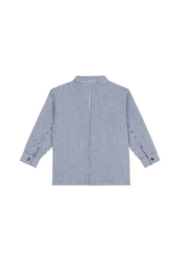 Пальто короткое в полоску Petit Bateau, цвет сумеречный маршмеллоу — фото 4
