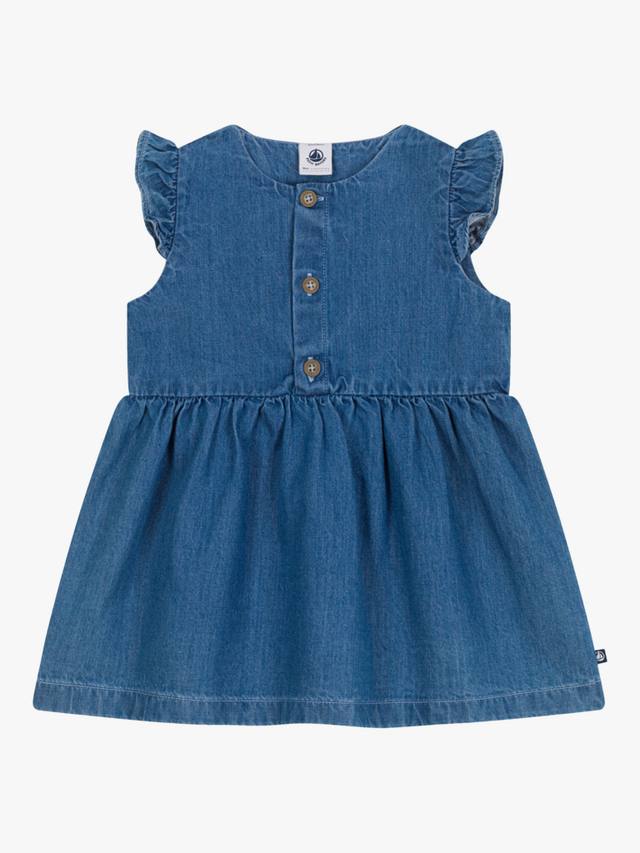 

Детское хлопковое джинсовое платье Petit Bateau, Blue