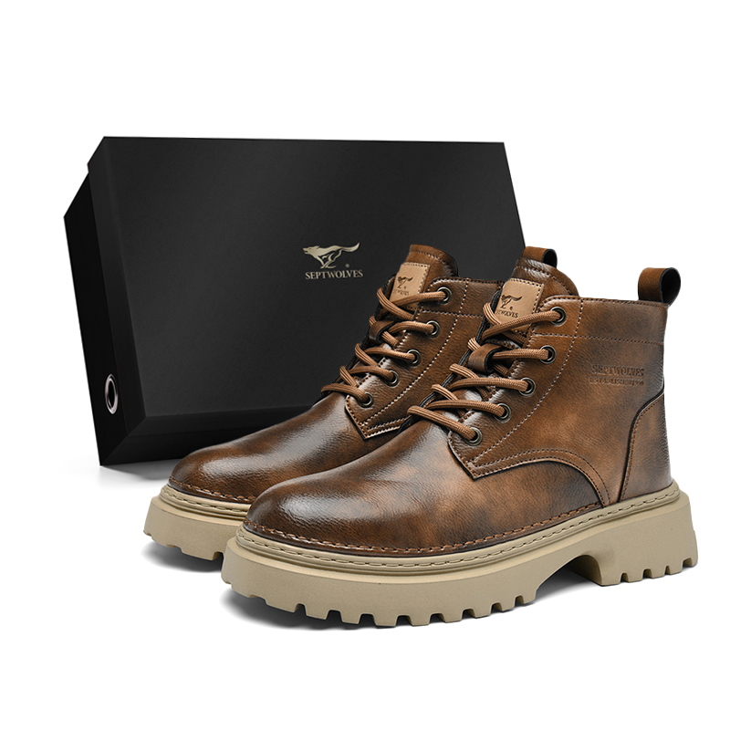 

SEPTWOLVES Короткие мартинсы мужские коричневые, цвет Brown (Standard Leather Shoe Size)