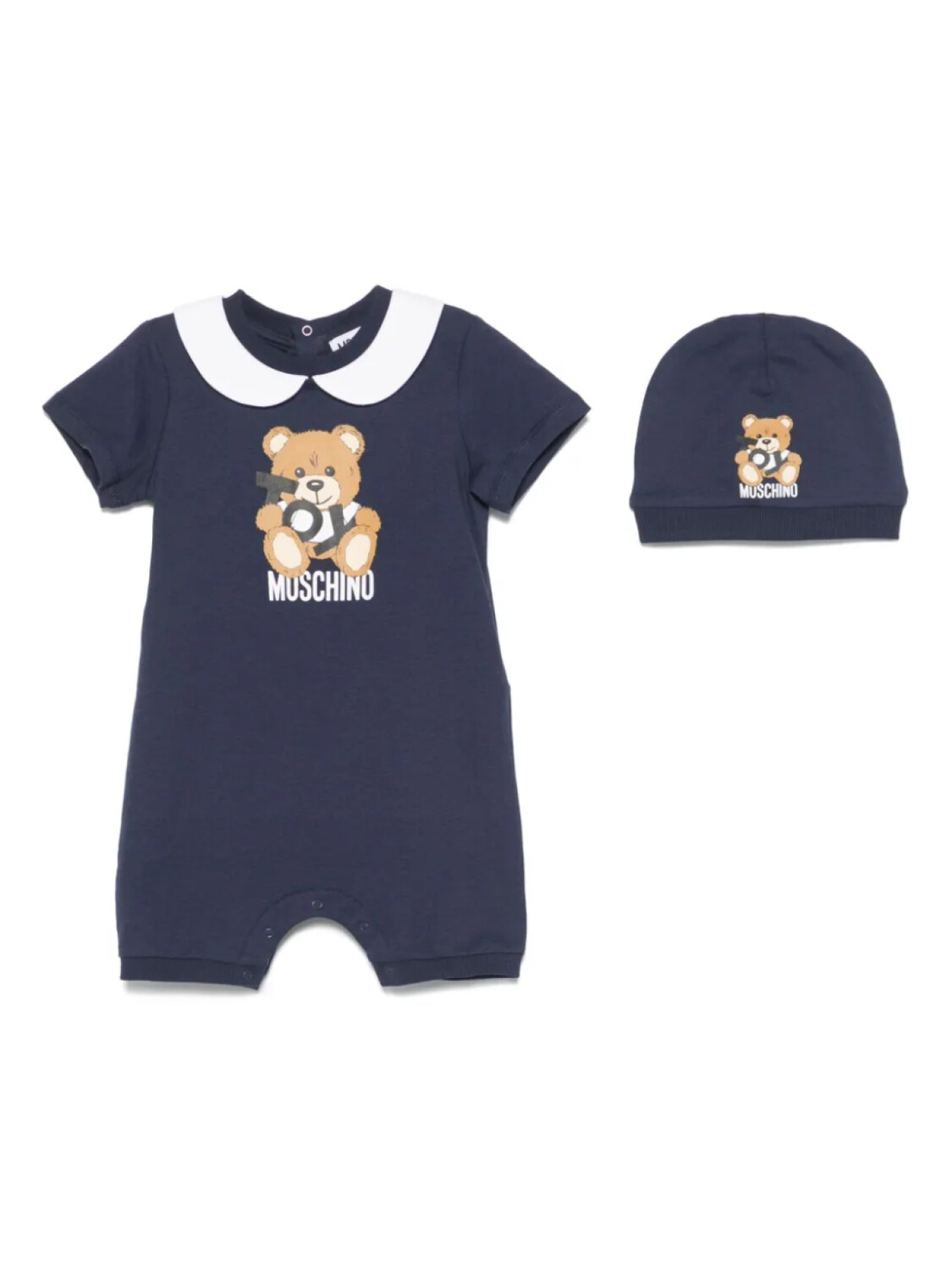 

Moschino Kids Leo Teddy-принт комбинезон, синий