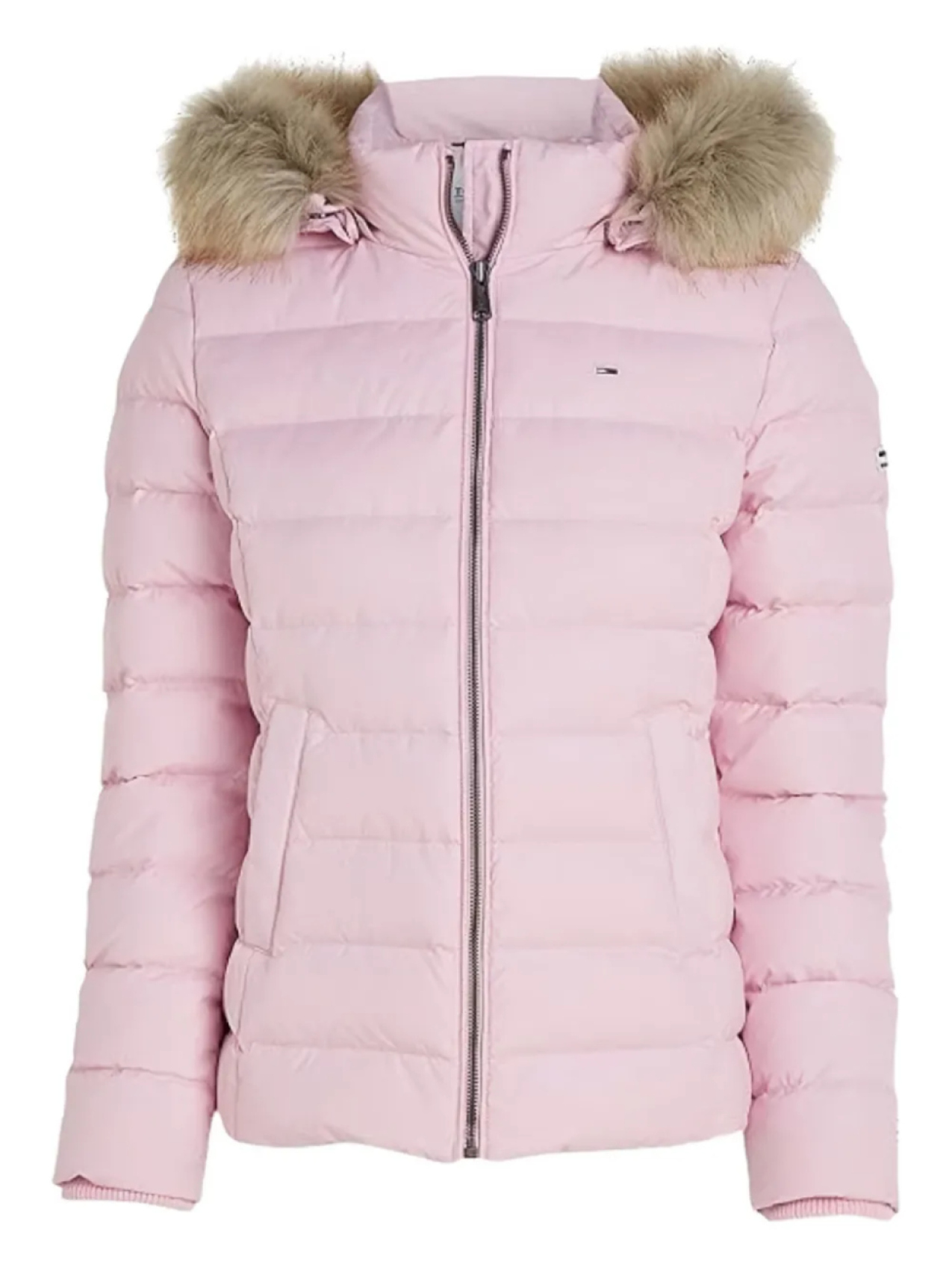 

Пуховик с отделкой из искусственного меха Tommy Hilfiger, розовый