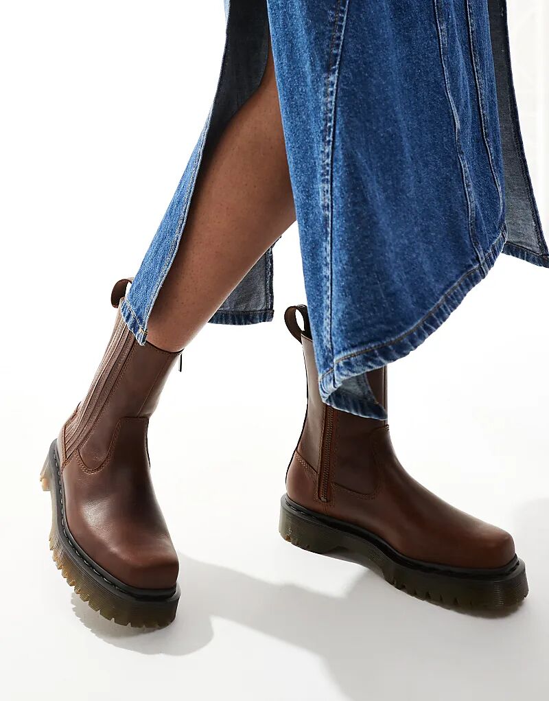 Ботинки Amaayah lo из коричневой кожи без застежек Dr Martens — фото 4