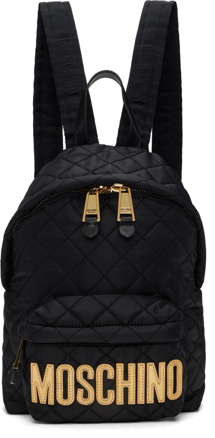 

Черный мини-стеганый рюкзак Moschino