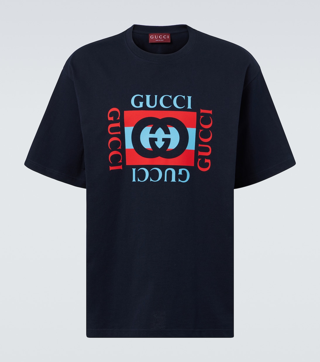 

Футболка из хлопкового джерси с логотипом Gucci, Blue Navy/Mc