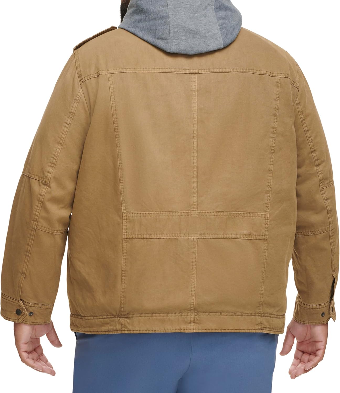 Мужская военная куртка Levi's из стираного хлопка с капюшоном (стандартные размеры, большие и высокие), Khaki/Sherpa Lined — фото 2