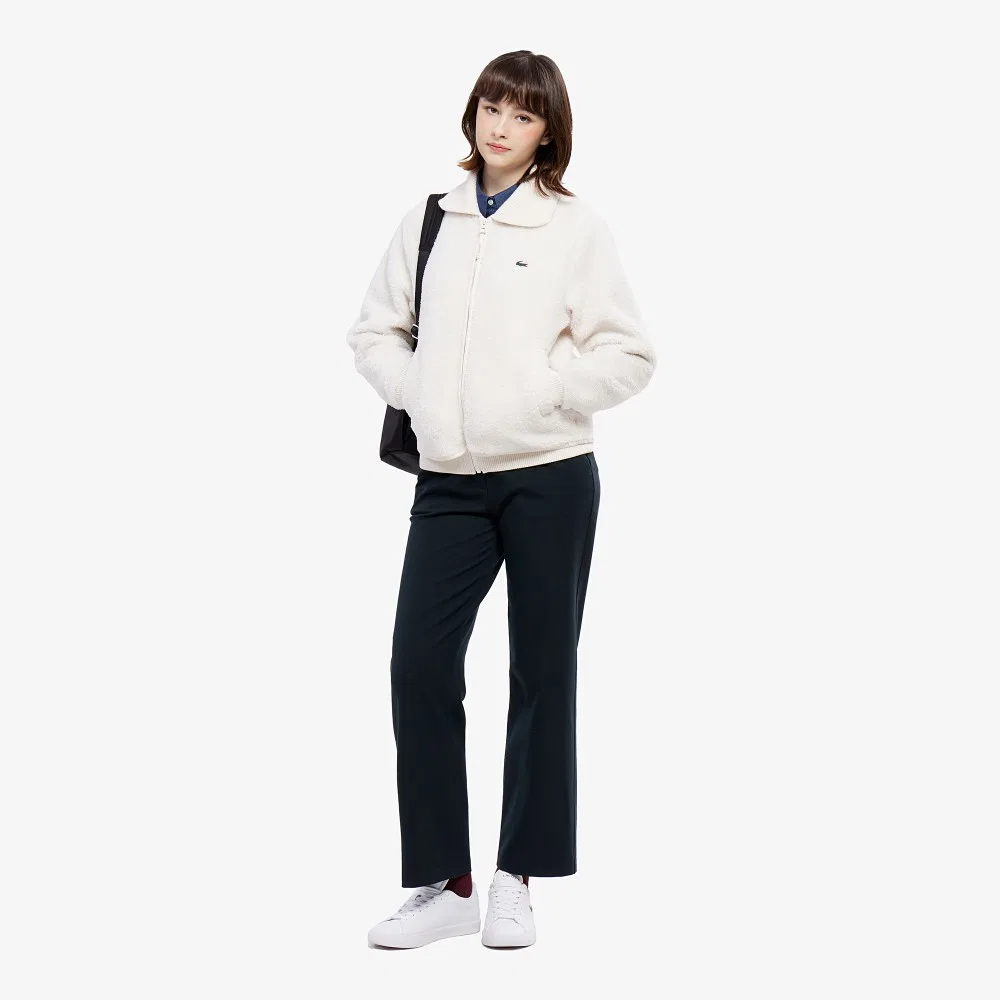 Брюки Lacoste Тёмно-зелёные укороченные прямые из фланели — фото 3