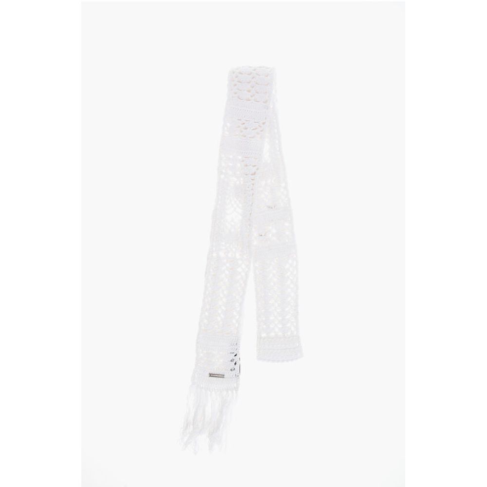 

Однотонный шарф крючком с бахромой Dsquared2, White