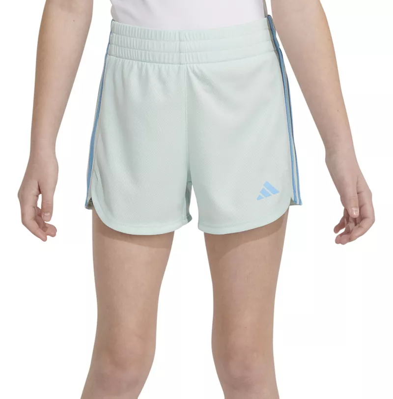 

Adidas Сетчатые шорты Pacer с 3 полосками и эластичным поясом для девочек, цвет Halo Mint