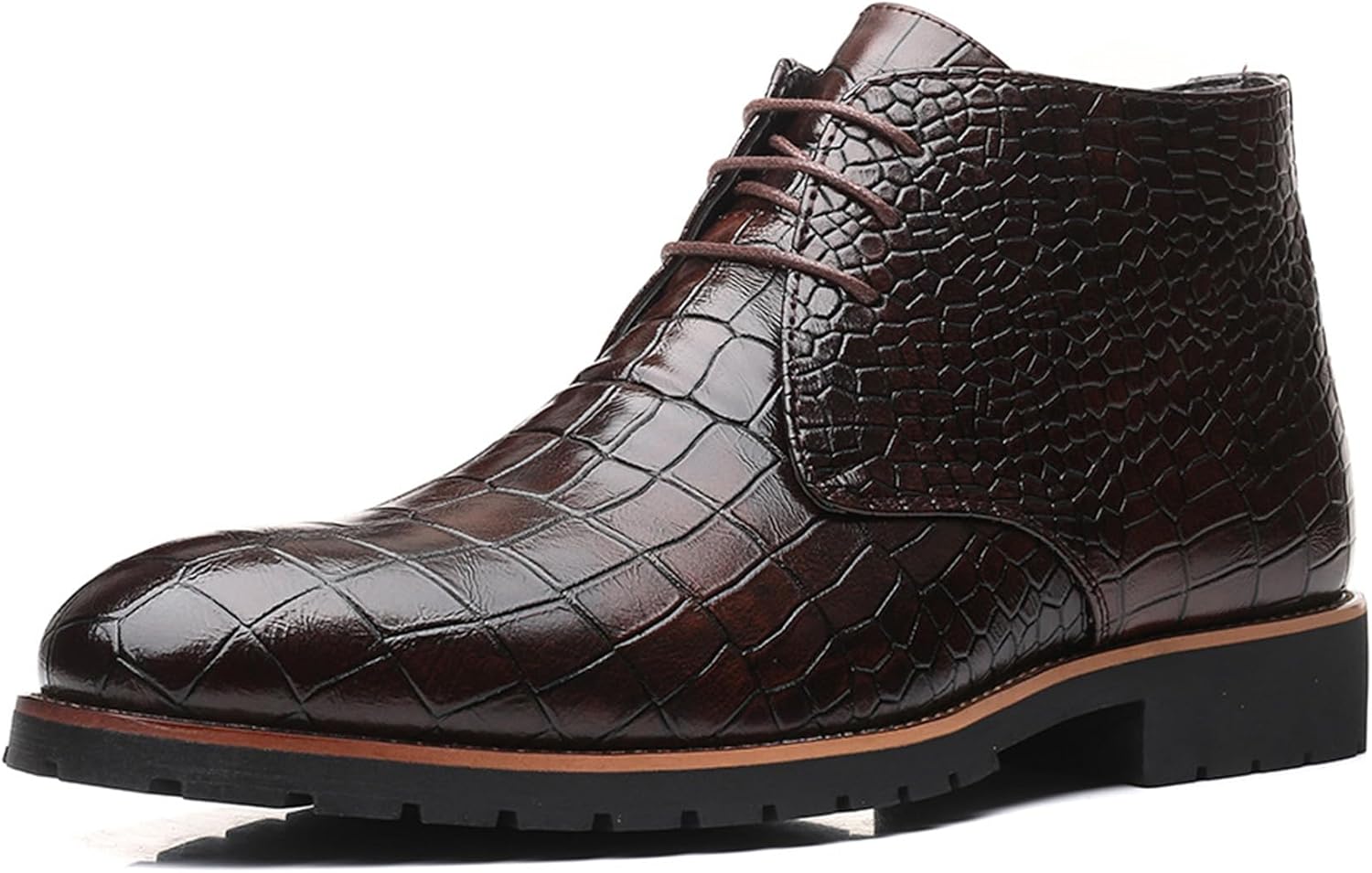 

Мужские кожаные повседневные ботинки RiceelSor с шнуровкой Чакка, дышащие, ручной работы, с тиснением под крокодила, деловые, средние, с крыльями в стиле Оксфорд, коричневый