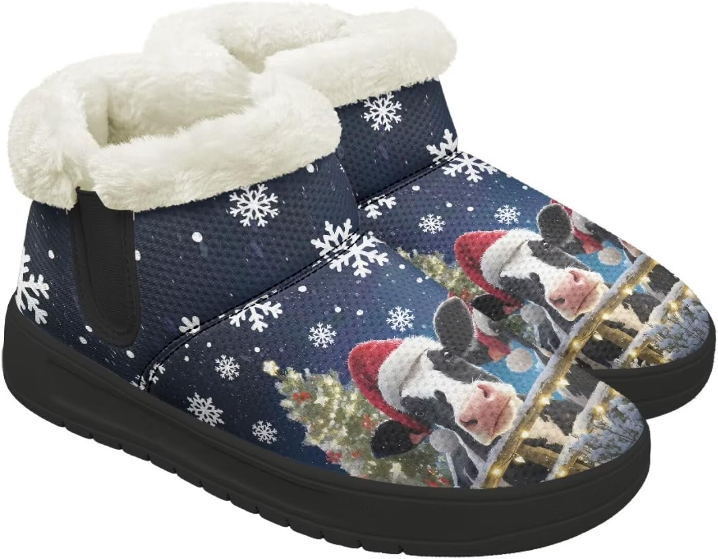 

Рождественские ботинки Forchrinse для женщин и мужчин, зимние пушистые снежные ботильоны, удобные теплые короткие ботинки для прогулок, Christmas Cow