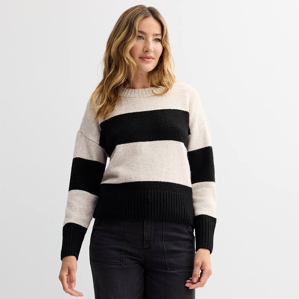 

Женский классический свитер Sonoma Goods For Life, цвет Dark Beige Stripe