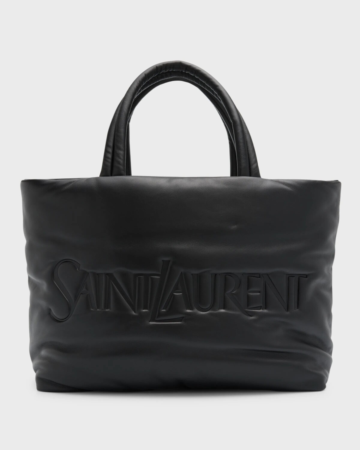 

Мужская кожаная большая сумка с тиснением и мягкой подкладкой Saint Laurent, цвет Nero