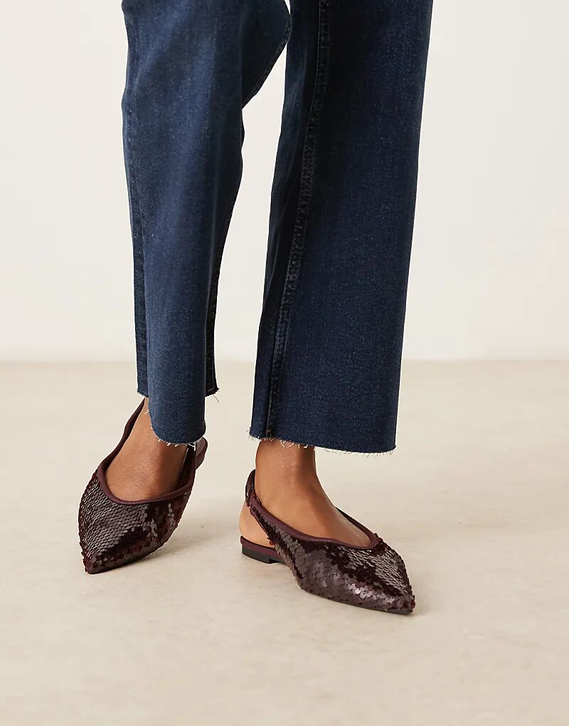 Балетки Linford с открытой пяткой ASOS DESIGN, бордовые, с пайетками — фото 3