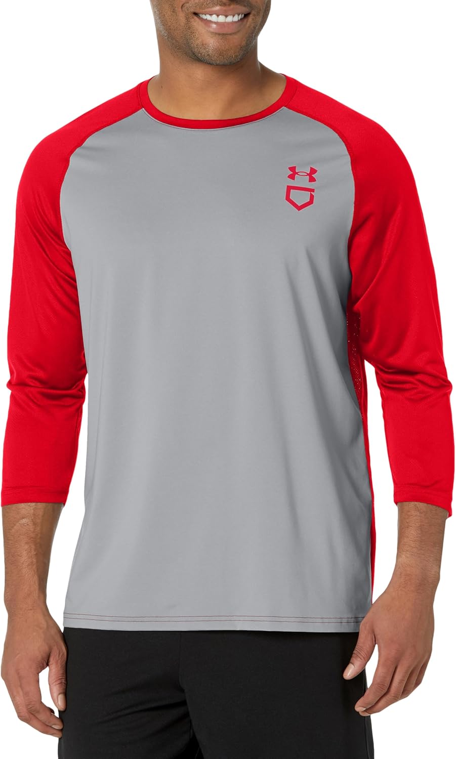 

Under Armour мужская футболка 3/4, (013) Mod Gray Full Heather/Red/Red, Красный, Under Armour мужская футболка 3/4, (013) Mod Gray Full Heather/Red/Red