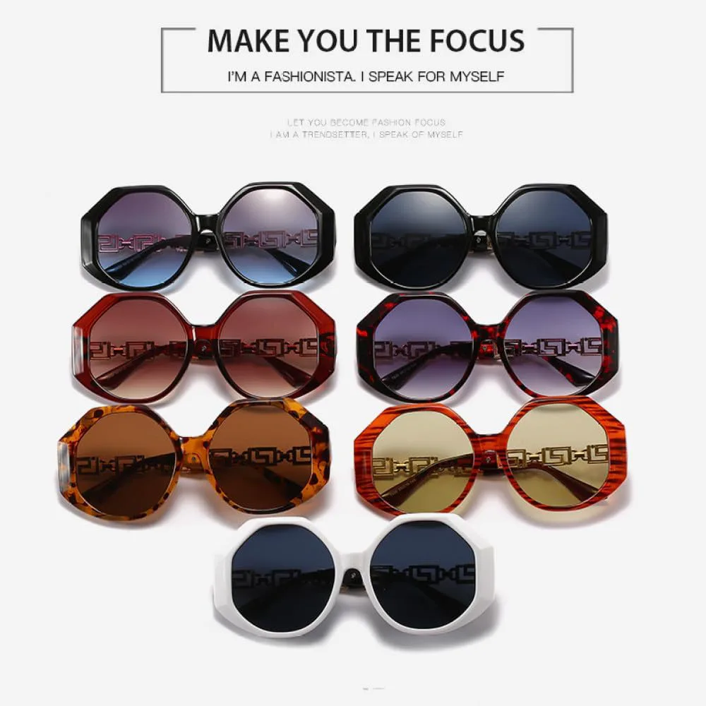 

Винтажные ретро-солнцезащитные очки большого квадратного размера для женщин, модные многоугольные солнцезащитные очки для мужчин и женщин MTZJH, Black Grey Blue