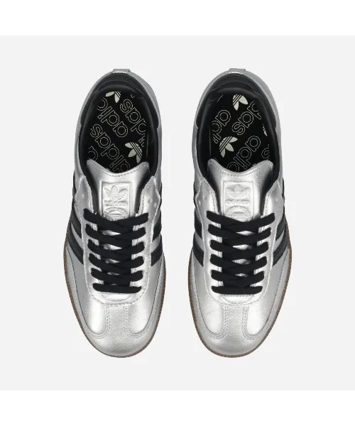 Унисекс кожаные кроссовки adidas Samba OG серебряные — фото 2