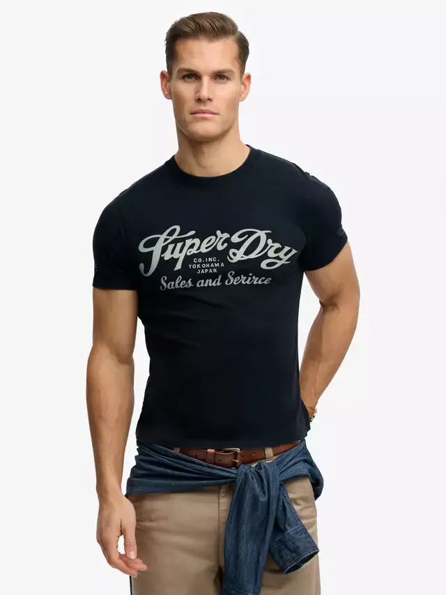 Промышленная рабочая футболка свободного кроя, темно-синяя (Eclipse Navy) Superdry, Eclipse Navy