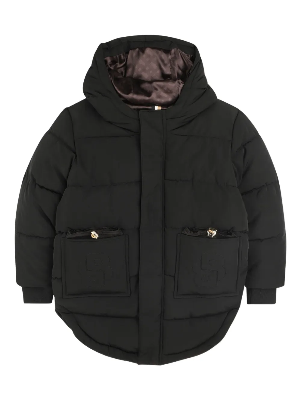 

Пуховик с капюшоном BOSS Kidswear, черный