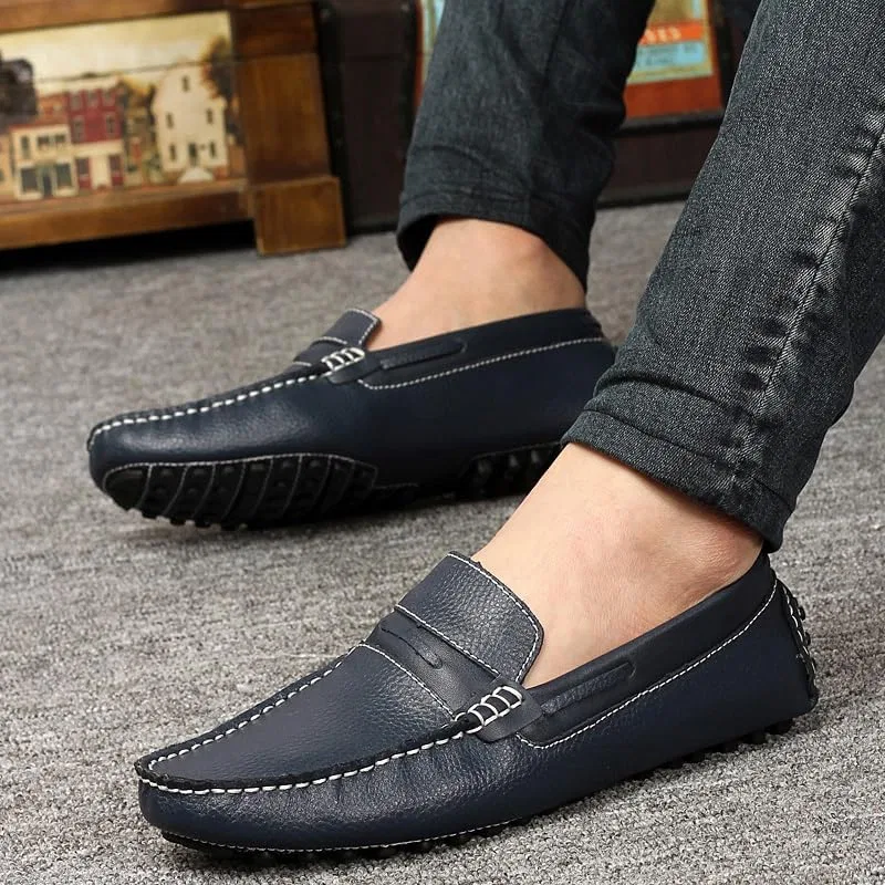 Лоферы мужские на плоском каблуке, Square Toe, Deep Blue SayfuR — фото 2