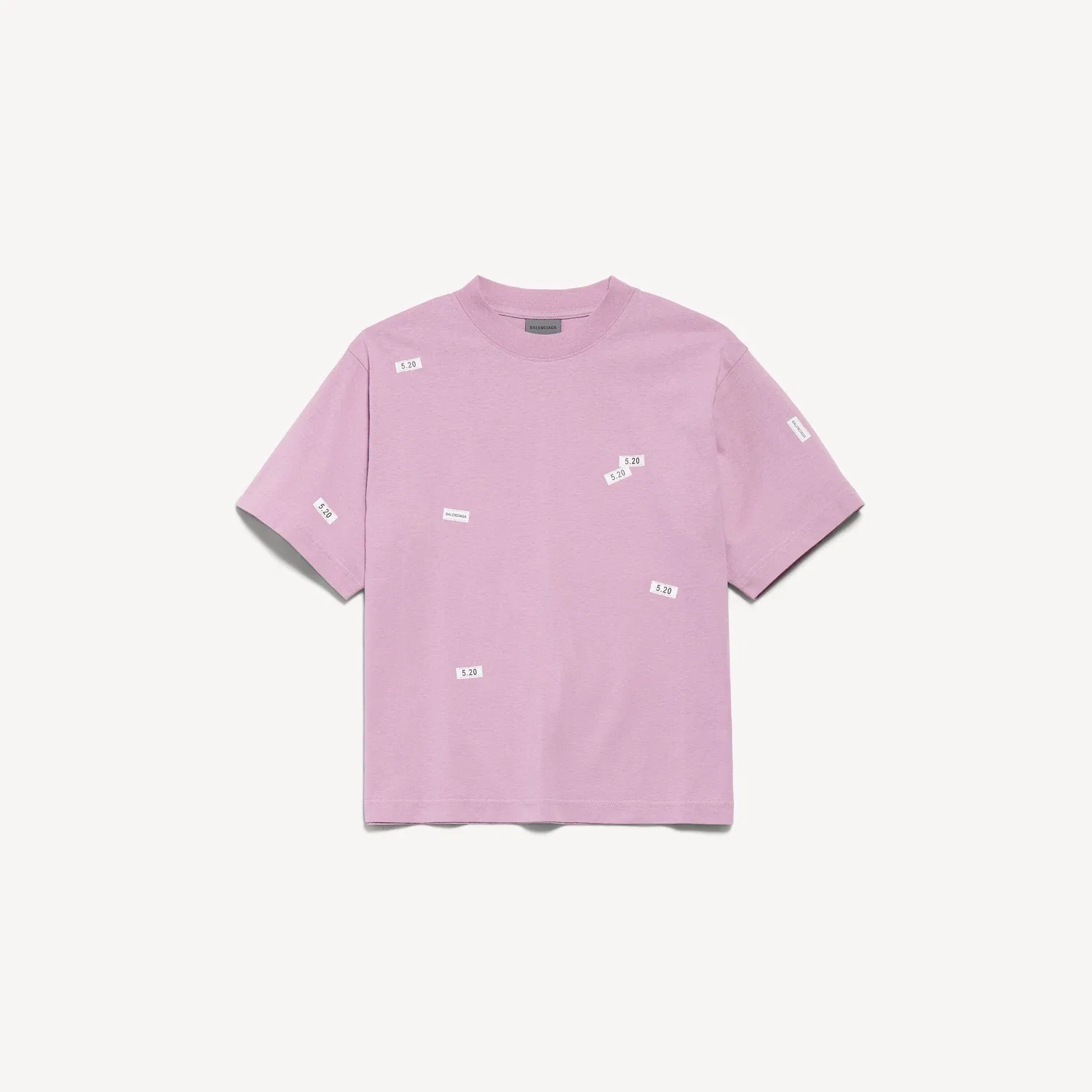 Женская футболка 520 Stickers среднего кроя в цвете Old Pink/white BALENCIAGA