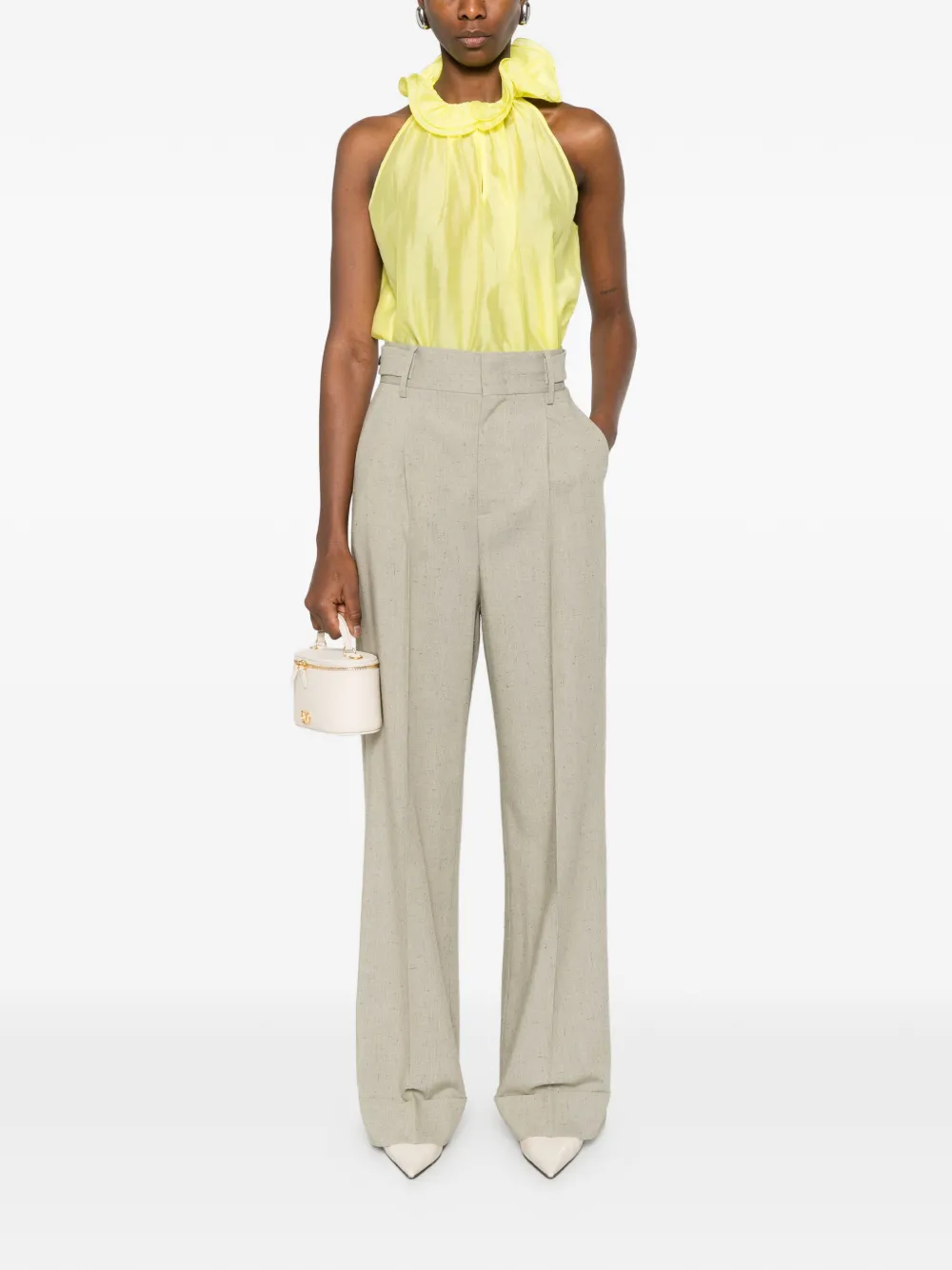 

Топ с рюшами на шее-халтер Twinset, желтый