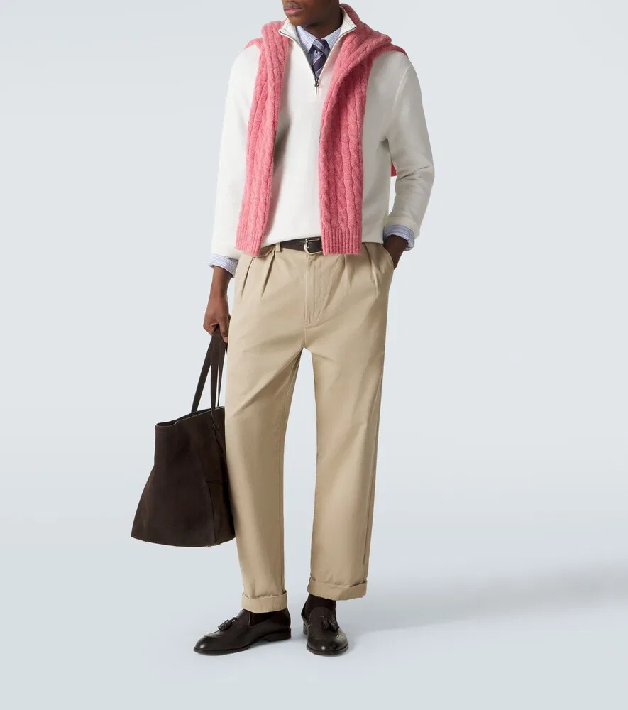 Хлопковый свитер с логотипом и застежкой-молнией до середины груди Polo Ralph Lauren, белый — фото 2