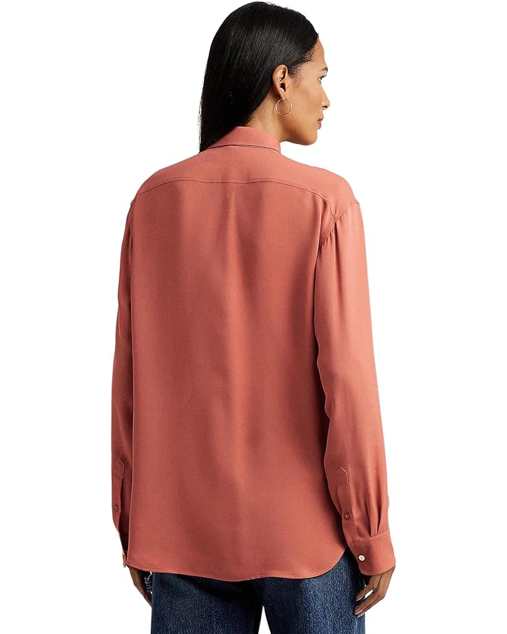 

Рубашка LAUREN Ralph Lauren Crepe de Chine Shirt, цвет Pink Mahogany