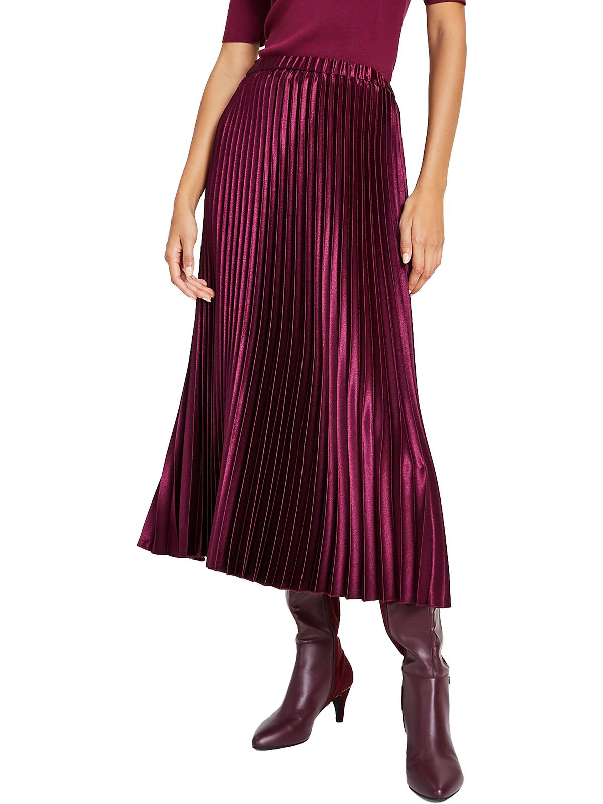 

Женская блестящая длинная плиссированная юбка Anne Klein, цвет chianti