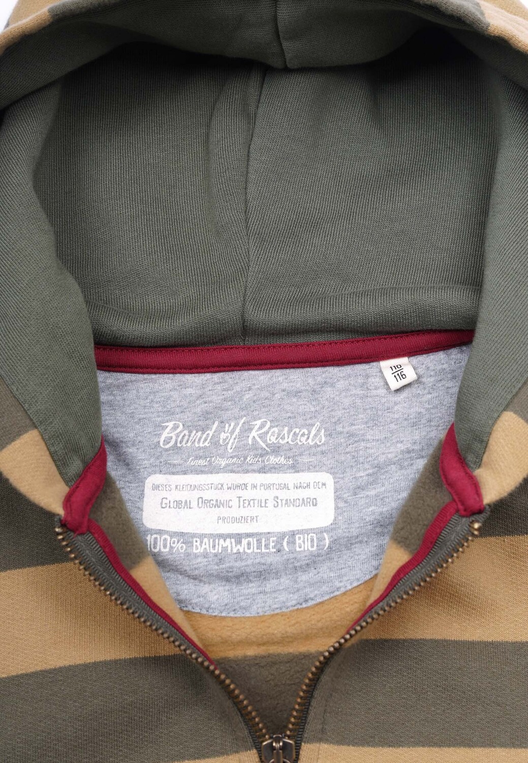 Толстовка Band of Rascals Kapuzenpullover Striped Zip, цвет olive caramel — фото 3