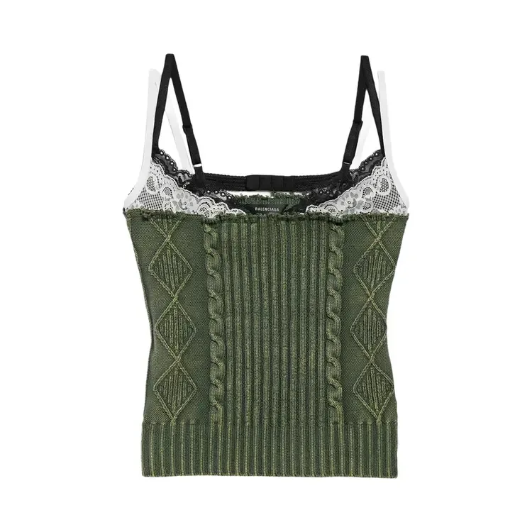 Майка Balenciaga с нашивками, зеленого цвета