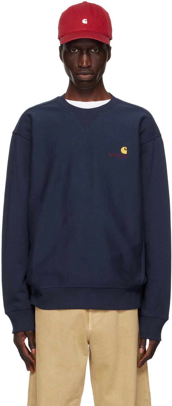 

Синяя толстовка с американским шрифтом Carhartt Work In Progress