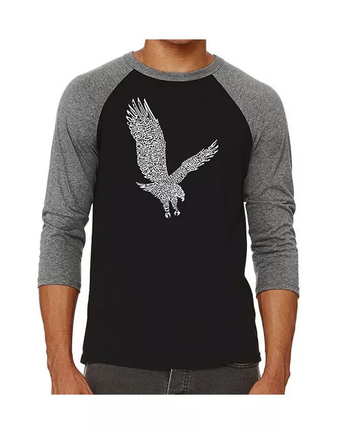 

Футболка мужская реглан с надписью Eagle Word Art LA Pop Art, серый