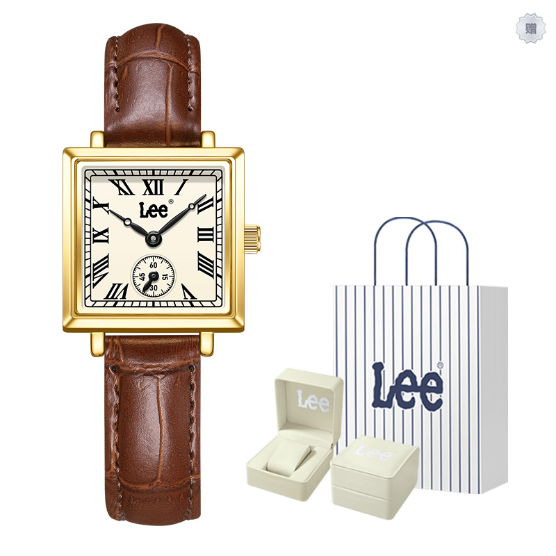 

Lee Наручные часы с кварцевым механизмом, ремешком из натуральной кожи, бежевым циферблатом, женские часы, подарочная коробка, классический дизайн, праздничный подарок, Бежевый, Lee Наручные часы с кварцевым механизмом, ремешком из натуральной кожи, бежев