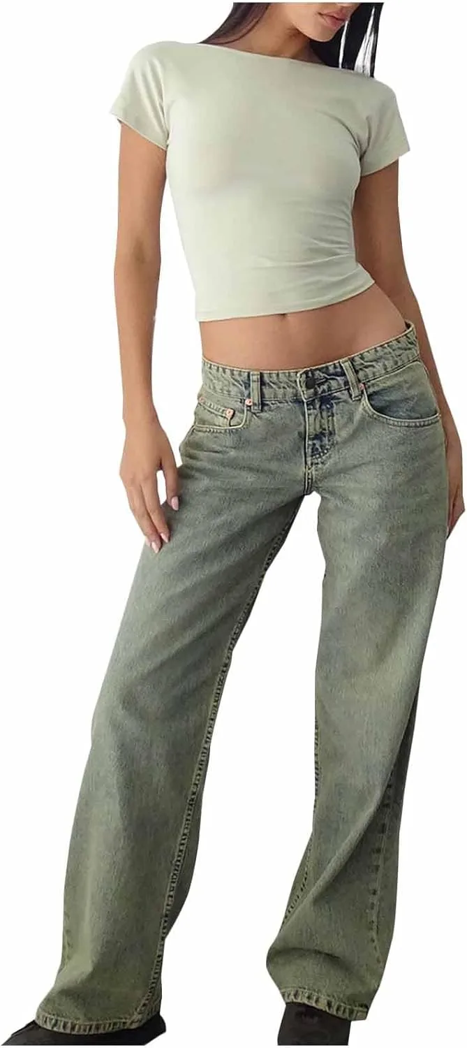 

SMIDOW Женские джинсы с высокой талией и расклешенным низом